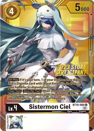 Sistermon Ciel 2023 Store Participant BT10-085 R Xros Encounter Digimon card
