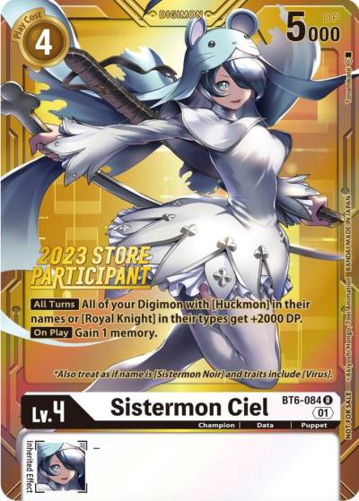 Sistermon Ciel 2023 Store Participant BT6-084 R Double Diamond Digimon card