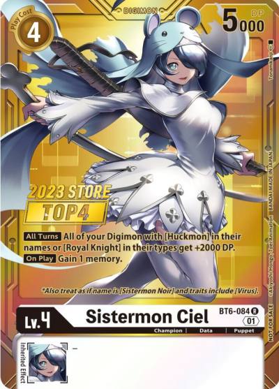 Sistermon Ciel 2023 Store Top 4 BT6-084 R Double Diamond Digimon card