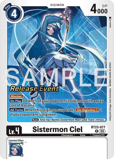 Sistermon Ciel BT23-077 R Hackers' Slumber Release Event Cards Digimon card