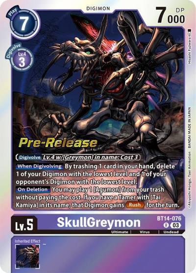 SkullGreymon BT14-076 R Blast Ace Pre-Release Cards Digimon card