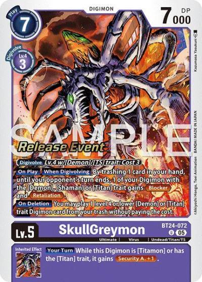 SkullGreymon BT24-072 U Time Stranger Release Event Cards Digimon card