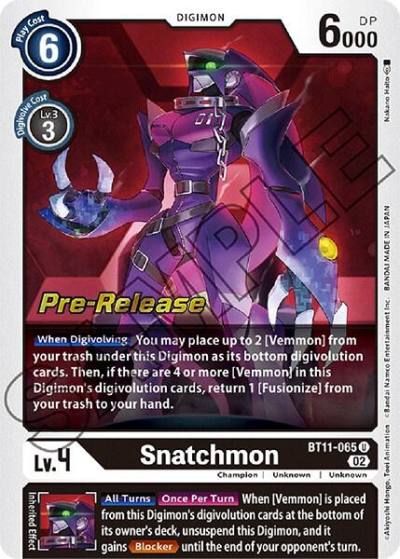 Snatchmon BT11-065 U Dimensional Phase Pre-Release Cards Digimon card