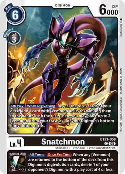 Snatchmon BT21-058 C World Convergence Digimon card
