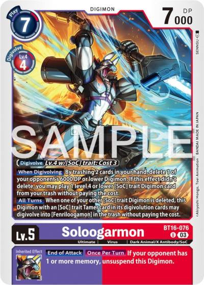 Soloogarmon BT16-076 U Beginning Observer Digimon card
