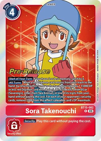 Sora Takenouchi BT15-082 R Exceed Apocalypse Pre-Release Cards Digimon card