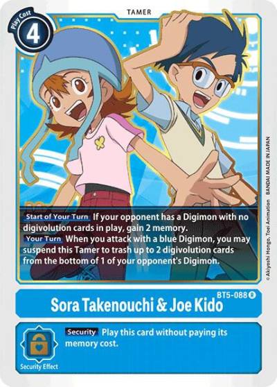 Sora Takenouchi and Joe Kido BT5-088 R Battle of Omni Digimon card