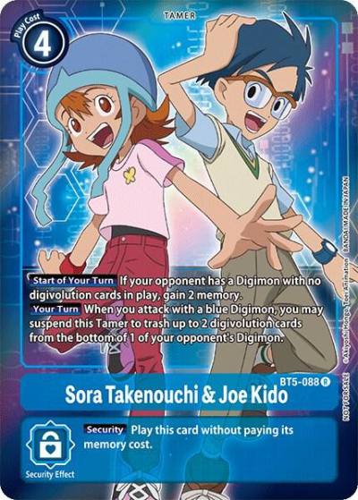 Sora Takenouchi and Joe Kido Box Topper BT5-088 R Battle of Omni Digimon card