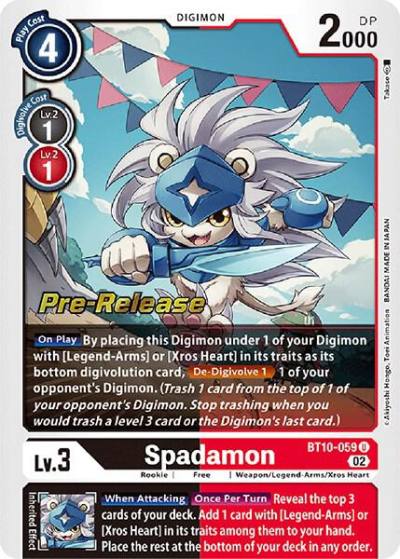 Spadamon BT10-059 U Xros Encounter Pre-Release Cards Digimon card