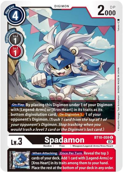 Spadamon BT10-059 U Xros Encounter Digimon card