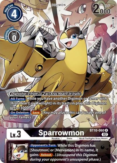 Sparrowmon Alternate Art BT10-060 R Xros Encounter Digimon card