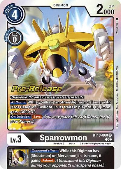 Sparrowmon BT10-060 R Xros Encounter Pre-Release Cards Digimon card