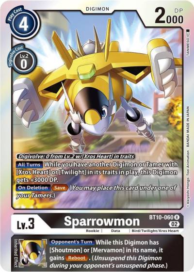 Sparrowmon BT10-060 R Xros Encounter Digimon card