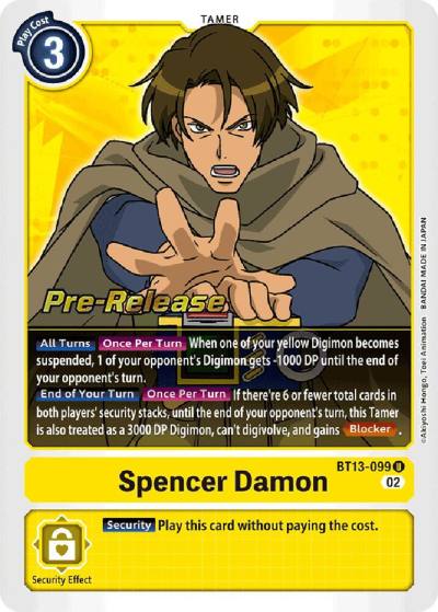 Spencer Damon BT13-099 U Versus Royal Knights Pre-Release Cards Digimon card