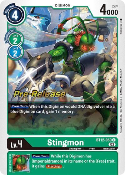 Stingmon BT12-050 U Across Time Pre-Release Cards Digimon card