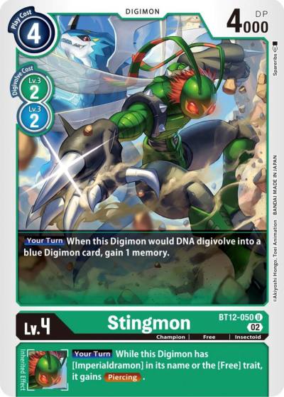 Stingmon BT12-050 U Across Time Digimon card