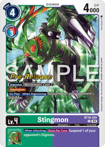 Stingmon BT16-041 U Beginning Observer Pre-Release Cards Digimon card