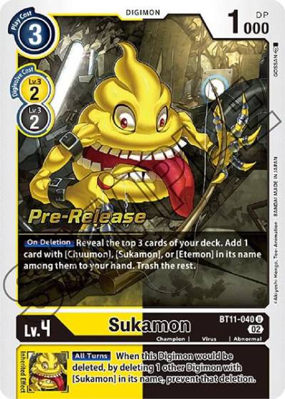 Sukamon BT11-040 U Dimensional Phase Pre-Release Cards Digimon card