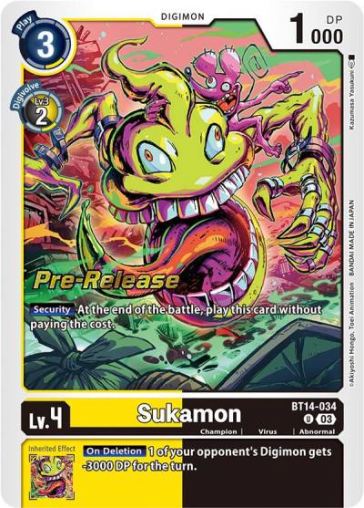 Sukamon BT14-034 U Blast Ace Pre-Release Cards Digimon card