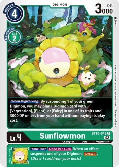 Sunflowmon BT10-048 C Xros Encounter Digimon card