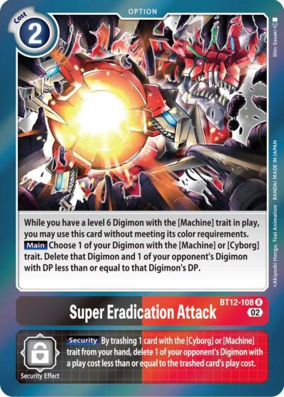 Super Eradication Attack BT12-108 R Across Time Digimon card