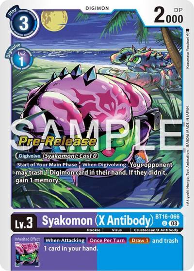 Syakomon X Antibody BT16-066 U Beginning Observer Pre-Release Cards Digimon card