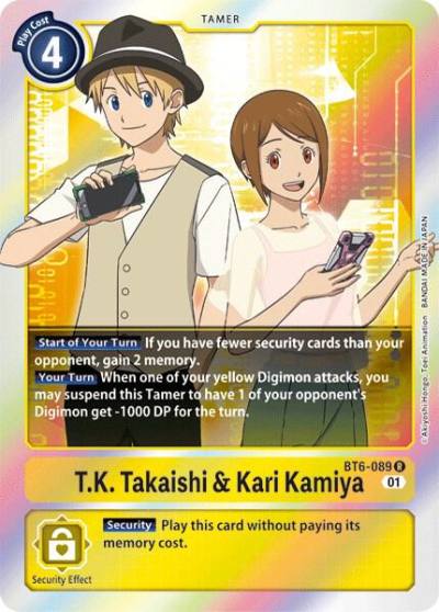 TK Takaishi and Kari Kamiya BT6-089 R Double Diamond Digimon card