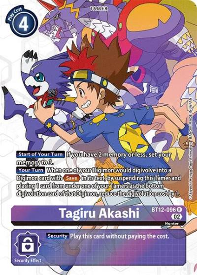 Tagiru Akashi Alternate Art BT12-096 R Across Time Digimon card
