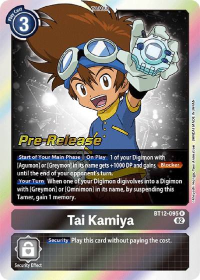 Tai Kamiya BT12-095 R Across Time Pre-Release Cards Digimon card