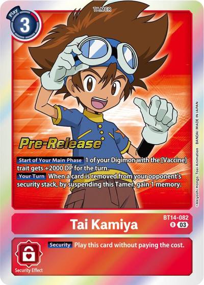 Tai Kamiya BT14-082 R Blast Ace Pre-Release Cards Digimon card