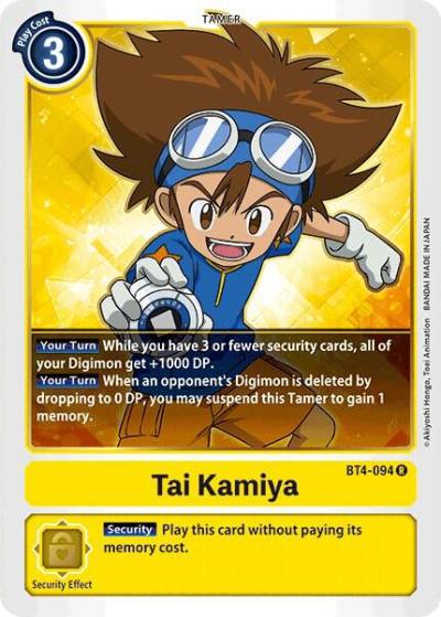 Tai Kamiya BT4-094 R Great Legend Digimon card