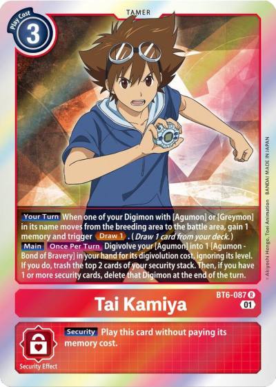 Tai Kamiya BT6-087 R Double Diamond Digimon card