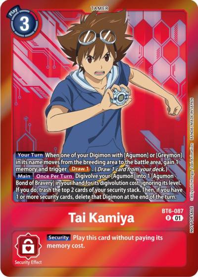 Tai Kamiya Event Pack 5 BT6-087 R Double Diamond Digimon card