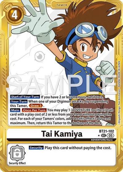 Tai Kamiya Gold Border BT21-102 SEC Advanced Booster Digimon Generation Digimon card