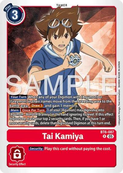 Tai Kamiya Reprint BT6-087 R Advanced Booster Digimon Generation Digimon card