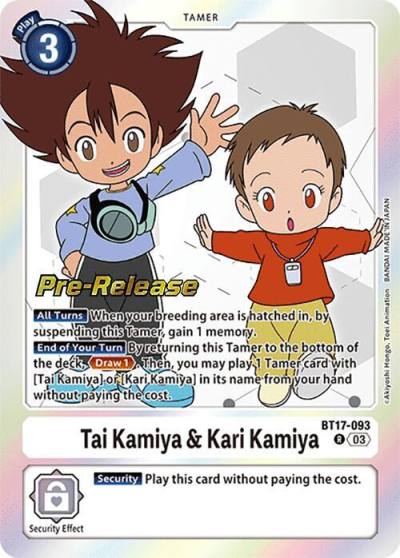 Tai Kamiya and Kari Kamiya BT17-093 R Secret Crisis Pre-Release Cards Digimon card