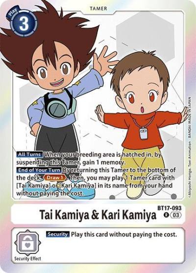 Tai Kamiya and Kari Kamiya BT17-093 R Secret Crisis Digimon card