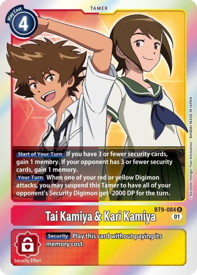 Tai Kamiya and Kari Kamiya BT9-084 R X Record Digimon card