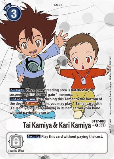 Tai Kamiya and Kari Kamiya Box Promotion Pack Secret Crisis BT17-093 R Secret Crisis Digimon card