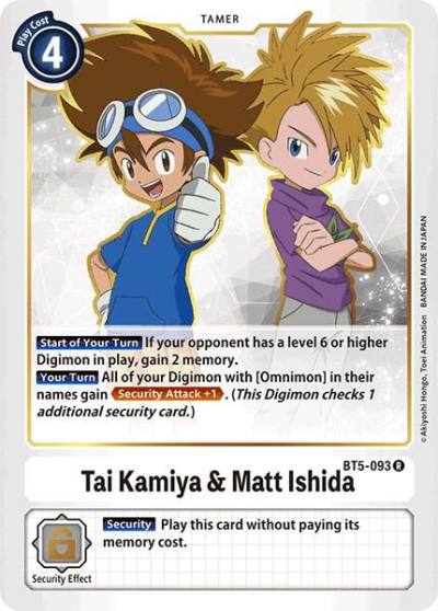 Tai Kamiya and Matt Ishida BT5-093 R Battle of Omni Digimon card