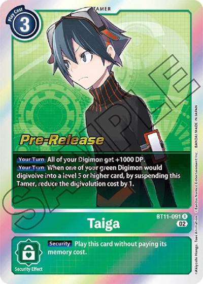 Taiga BT11-091 R Dimensional Phase Pre-Release Cards Digimon card