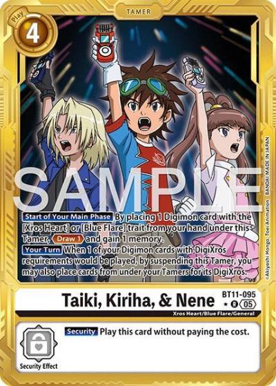 Taiki, Kiriha, & Nene Gold Border BT11-095 R Advanced Booster Digimon Generation Digimon card