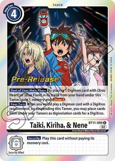 Taiki Kiriha and Nene BT11-095 R Dimensional Phase Pre-Release Cards Digimon card