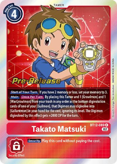 Takato Matsuki BT12-089 R Across Time Pre-Release Cards Digimon card