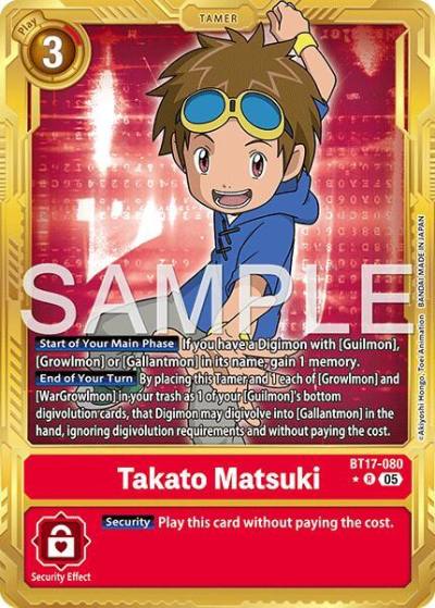 Takato Matsuki Gold Border BT17-080 R Advanced Booster Digimon Generation Digimon card
