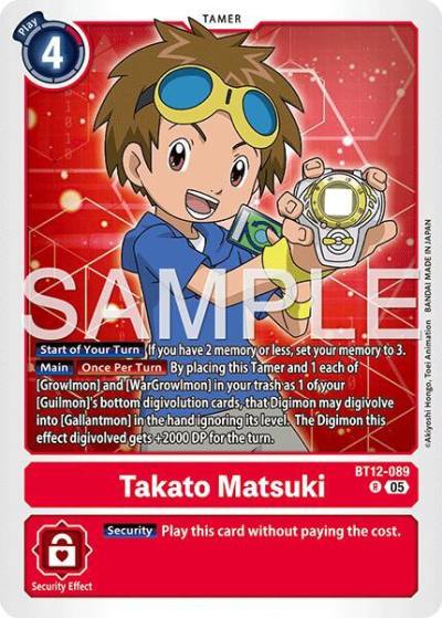 Takato Matsuki Reprint BT12-089 R Advanced Booster Digimon Generation Digimon card