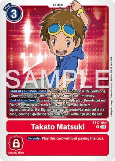 Takato Matsuki Reprint BT17-080 R Advanced Booster Digimon Generation Digimon card