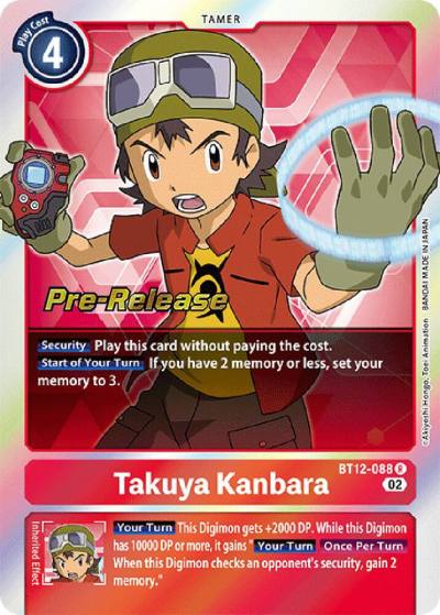 Takuya Kanbara BT12-088 R Across Time Pre-Release Cards Digimon card