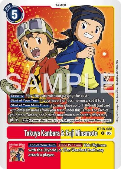 Takuya Kanbara & Koji Minamoto Reprint BT18-088 R Advanced Booster Digimon Generation Digimon card