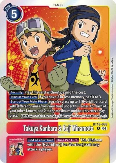 Takuya Kanbara and Koji Minamoto BT18-088 R Release Special Booster 2.0 Digimon card